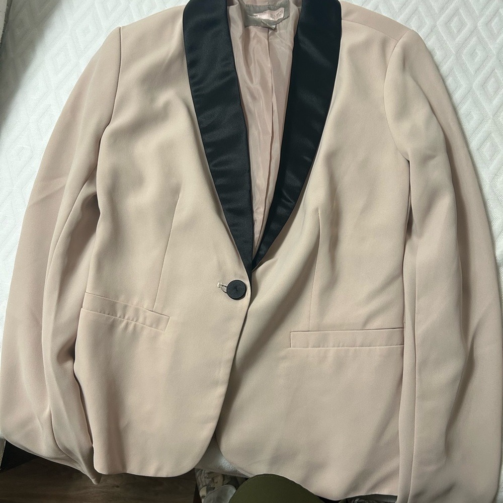 Forever 21 Blush and Black Satin Blazer